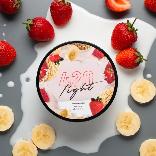 Табак 420 Light Banana Strawberry Ice Cream (Банана-Клубничное Мороженое) 40 гр